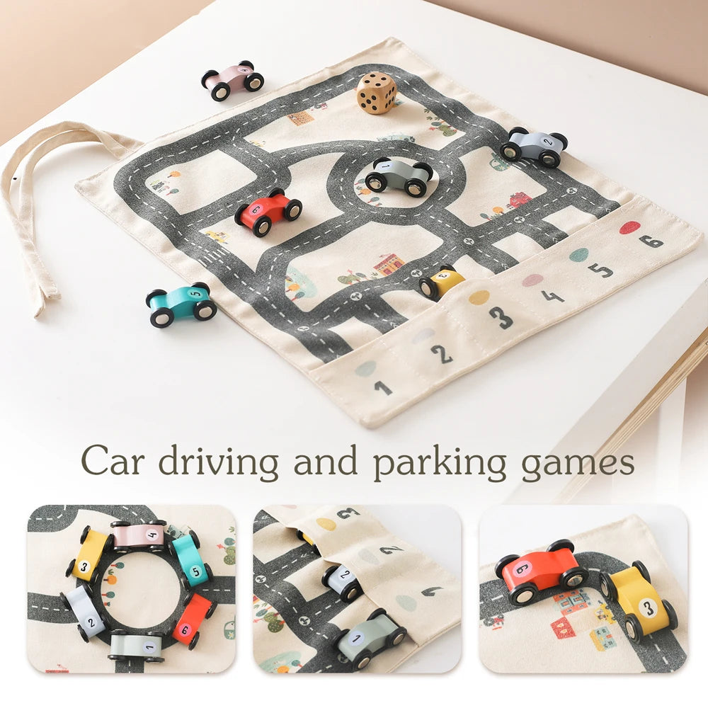Montessori Canvas Car Play Mat Storage Bag