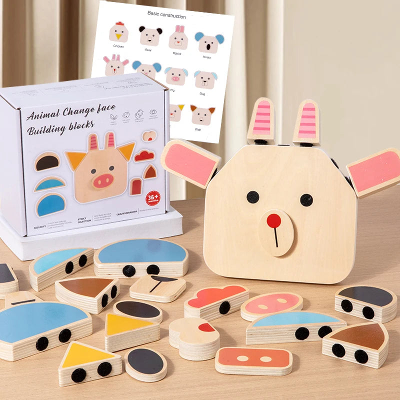 Montessori Wooden Face-Changing 3D Puzzle Toy