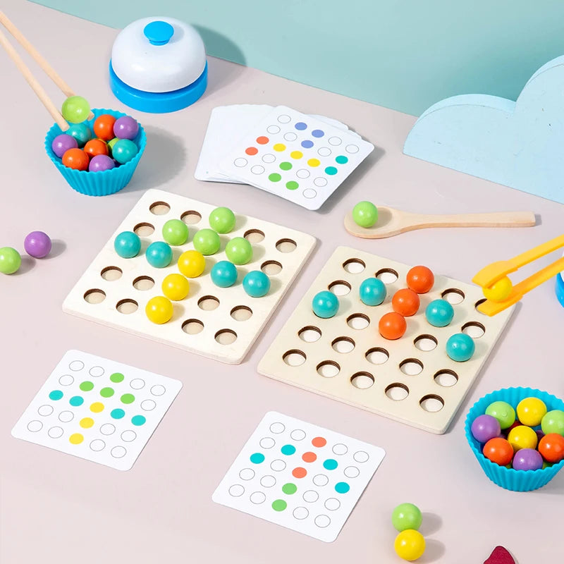Montessori Wooden Clip Beads Color Sorting Toy