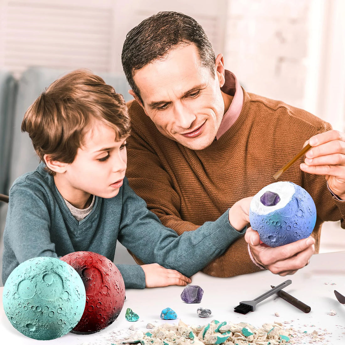 Children’s Archaeology Digging Planet Treasure Kit – Solar System Gem Mining Science Toy