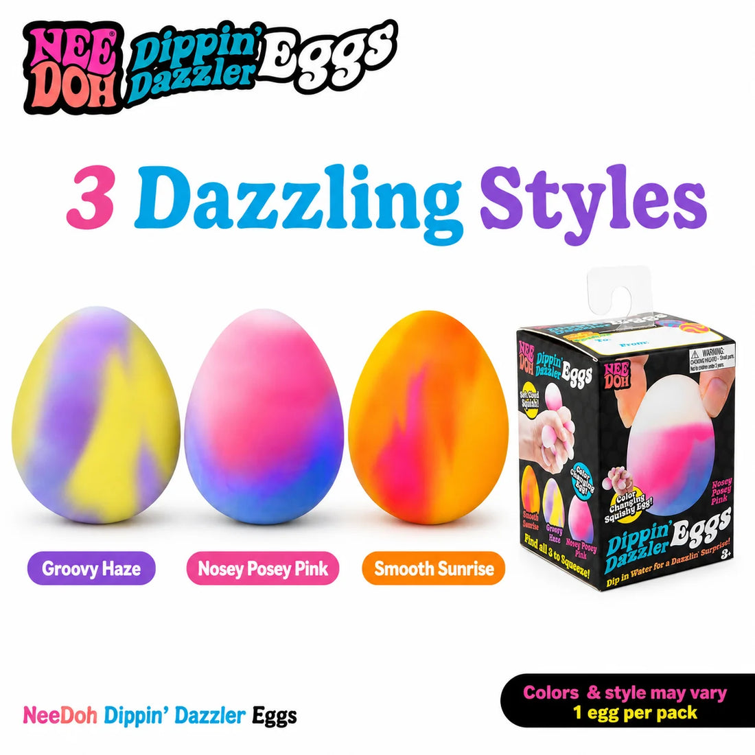 Dippin Dazzler Eggs Squishy Stress Relief Toy (3-Piece Set)