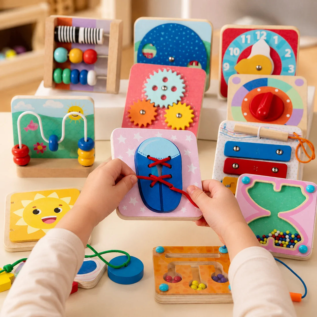 Montessori Wooden Busy Board Accessories