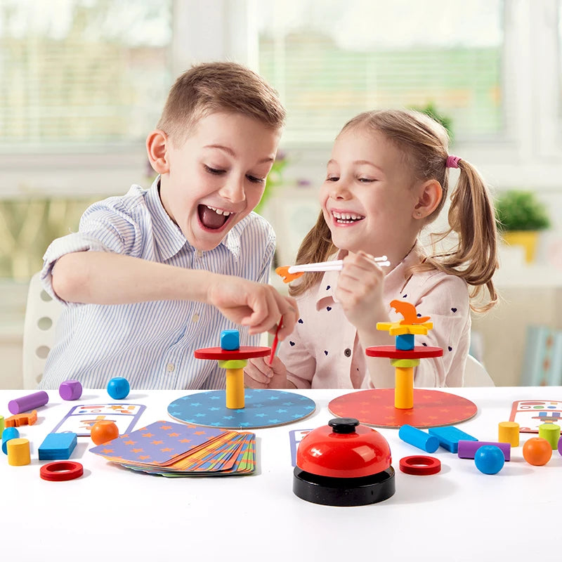 Montessori Wooden Fine Motor Training Clip Bead Balance Game