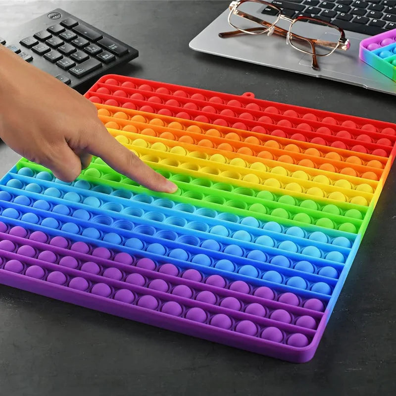 Jumbo Rainbow Silicone Push Bubble Fidget Toy