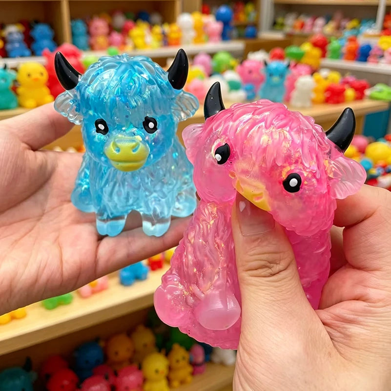 Cute Highland Cow Maltose Glitter Squishy Toy