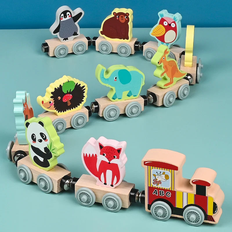 Montessori Magnetic Wooden Train Building Set
