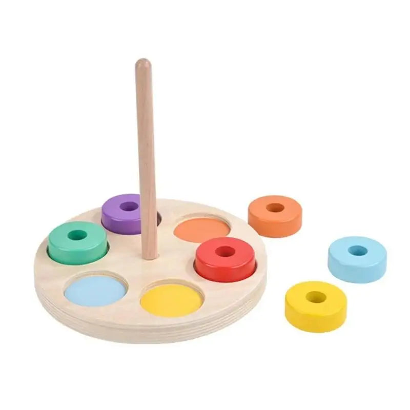 Montessori Wooden Rainbow Stacking Blocks Toy